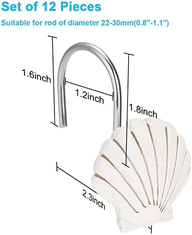 Elegant 12 Piece Seashell Shower curtain Hooks in Light Brown