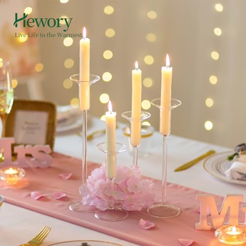 Hewory Glass Candle Drip Catchers 12-Piece Set for Taper Candles