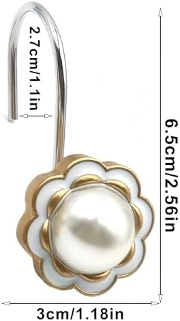 Stylish Pearl Flower 12pc Rust-Proof Showers Hangers for Home Bathroom