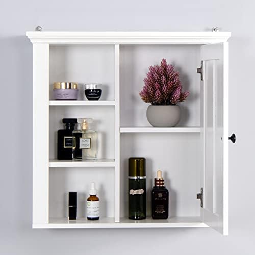 Bathroom Medicine Cabinet with Adjustable Shelf and 3 Open Compartments