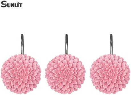 Sunlit Elegant Dahlia Shower Curtain Hooks - 12-Piece Set