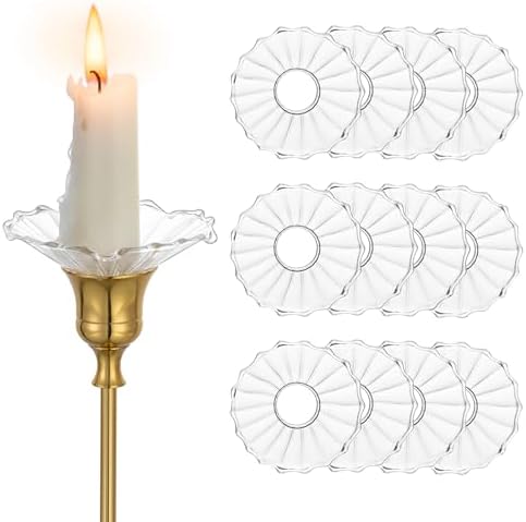 Hewory 12-Piece Glass Candle Drip Catchers