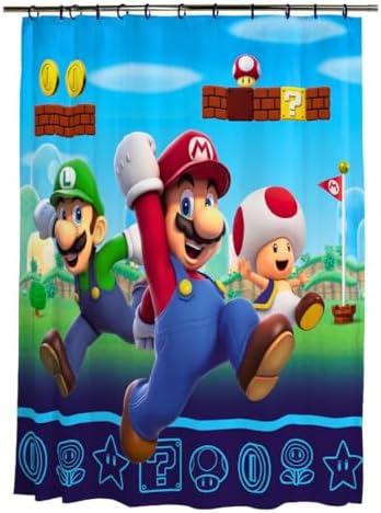 Franco Super Mario 13 Piece Shower Curtain and Ring Set