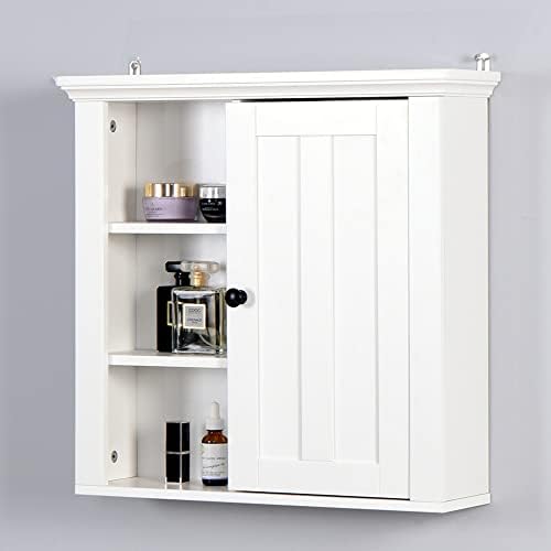 Bathroom Medicine Cabinet with Adjustable Shelf and 3 Open Compartments