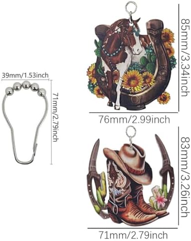Western Cowboy Shower Curtain Hooks Set