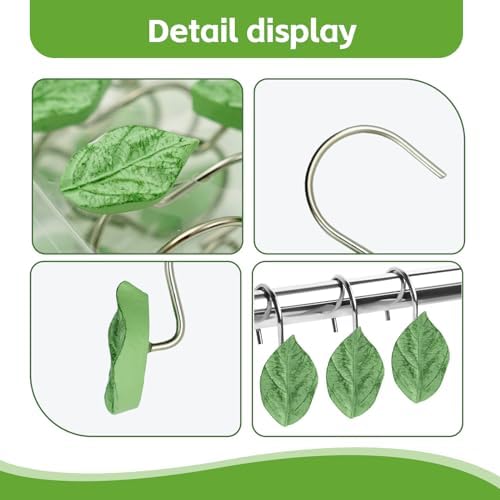 12 Pack Decorative Leaf Shower Curtain Hooks