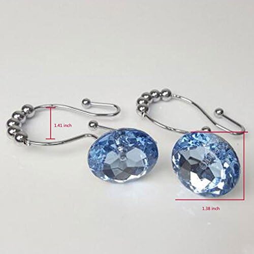 LUXURY WAY Sky-Blue Decorative Shower Curtain Double Hooks