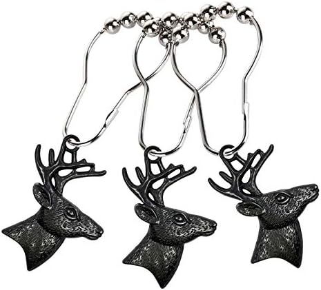 12-Piece Deer Dish Curtain Hook Set - Rustic CabinChristmas Decor