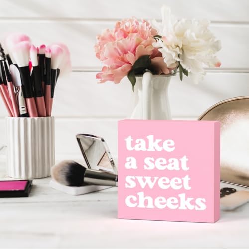Coquette Pink Bathroom Decor Sign for Girls and Women