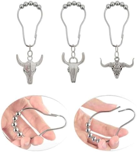 Sturdy Rust-Resistant Cow Shower Curtain Hook Set