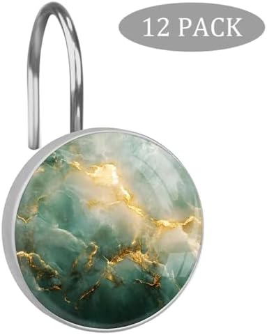 XAVOY 12-Piece Marble Texture Stainless Steel Shower Curtain Hangers