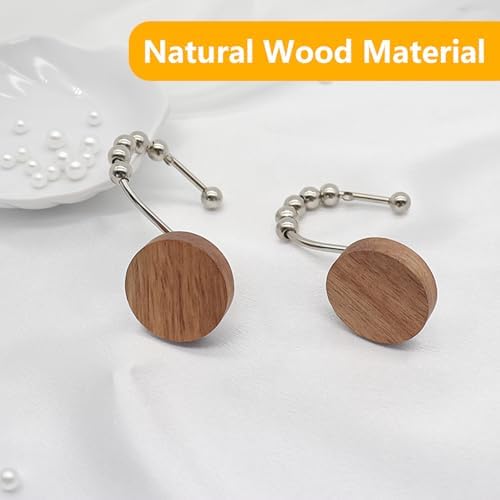 Modern Wood Shower Curtain Hooks 12PCS Silvery