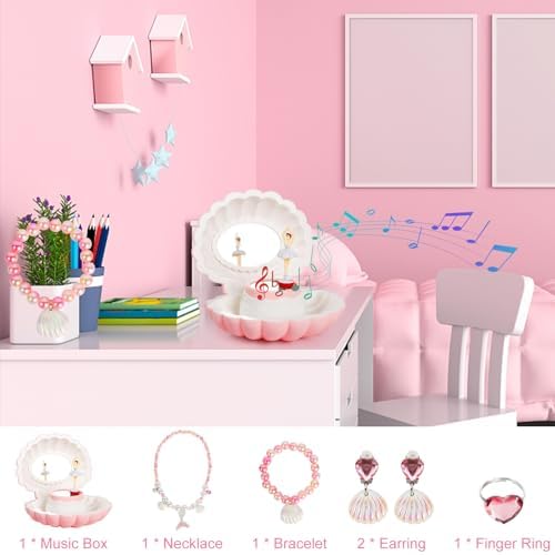 Hebaogugu Pink Jewelry Box for Girls