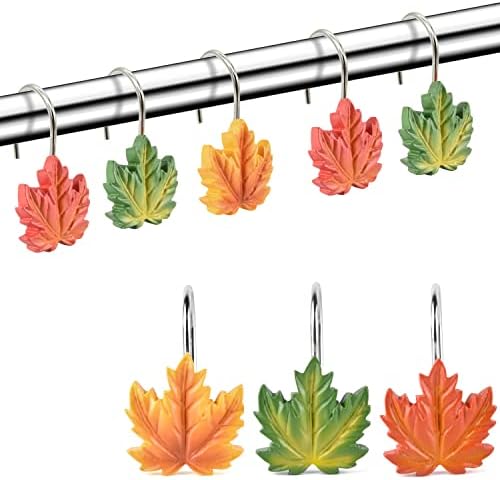 Maple Leaf Shower Curtain Hooks 12 Piece Set
