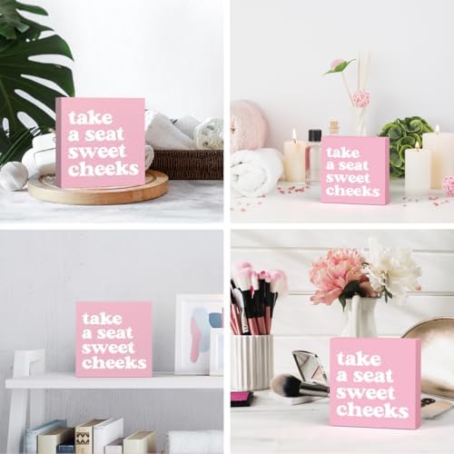 Coquette Pink Bathroom Decor Sign for Girls and Women