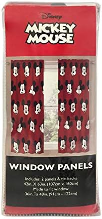 Jay Franco Kids Window Drapes Mickey Mouse 63 Inch Red