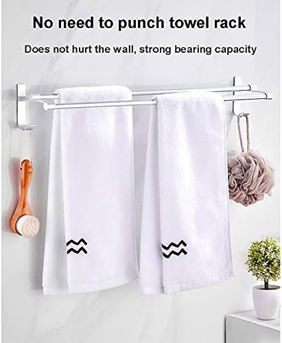 Towel Rail for Bathroom Modern Aluminum Double Bar Towel Holder with Hooks
