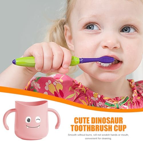 Cute Dinosaur Toothbrush Cup with Double Handles for Kids 1