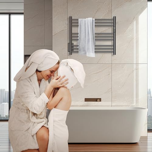 KKALONZO 9-Bar Heated Towel Rack with Timer and Waterproof Design