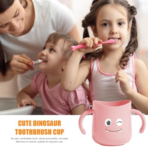 Cute Dinosaur Toothbrush Cup with Double Handles for Kids 1