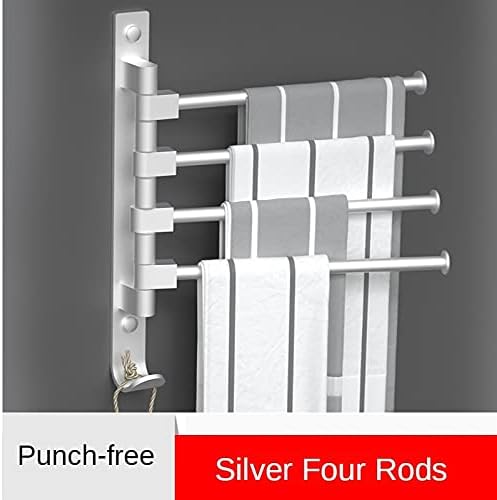 Black Towel Rail for Bath Wall-Mounted Towel Holder with 4 Bars