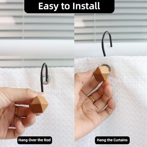 Natural Wood Decorative Shower Curtain Hangers