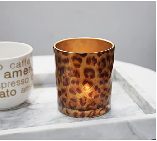 Leopard Print Glass Tealight Holder