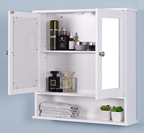 Huedimboene Wall-Mounted Bathroom Medicine Cabinet with Mirror Adjustable Shelf