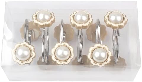 Stylish Pearl Flower 12pc Rust-Proof Showers Hangers for Home Bathroom