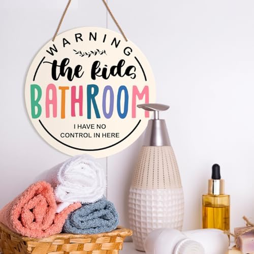 HSNBT Kids Bathroom Decor Wooden Sign