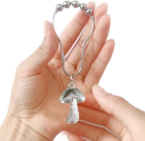 Mushroom Shower Curtain Hooks Boho Retro Cute Design