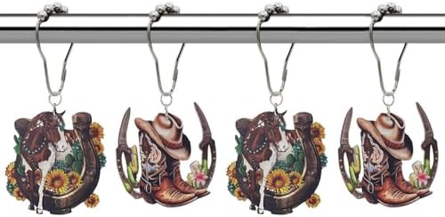 Western Cowboy Shower Curtain Hooks Set