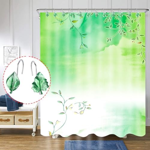 EVOOKA Botanical Leaves Shower Curtain Hooks Rust-Resistant Durable