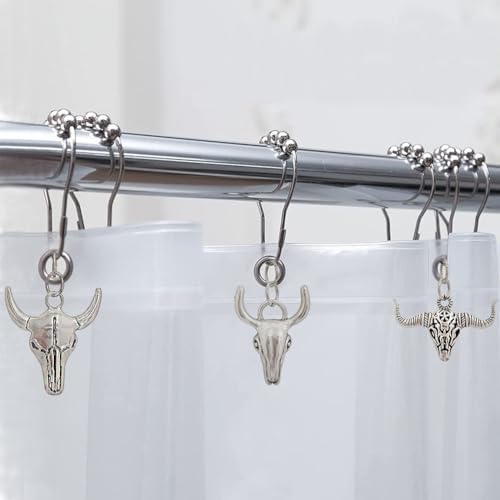 Sturdy Rust-Resistant Cow Shower Curtain Hook Set