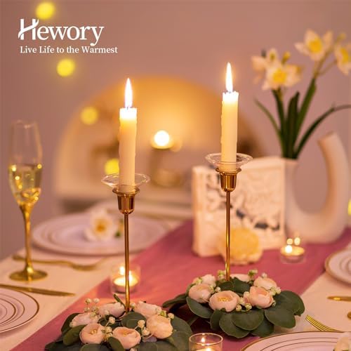 Hewory Glass Candle Drip Catchers 12-Piece Set for Taper Candles