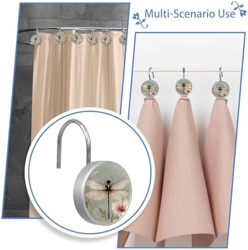 Set of 12 Glass Shower Curtain Hangers Rust-Proof Durable for Bathroom
