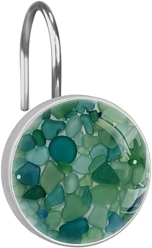 Bath Time Bliss 12 Colorful Beachglass Rustproof Hooks