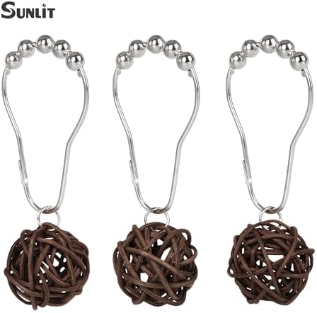 Sunlit Boho Decorative Rattan Balls Shower Curtain Hooks