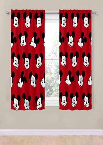 Jay Franco Kids Window Drapes Mickey Mouse 63 Inch Red