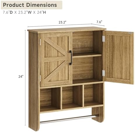 Rustic Bathroom Wall Cabinet with Towel Bar