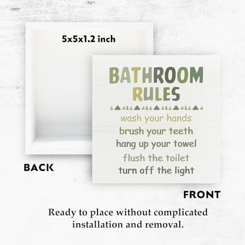 Kids Bathroom Wooden Box Sign 5x5 Green