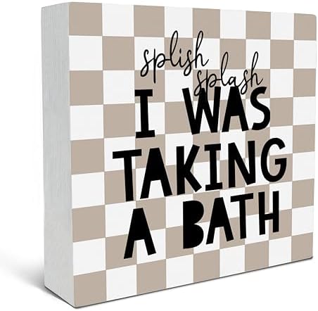 Kids Bathroom Quote Wood Box Sign Rustic Bathroom Decor