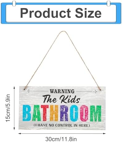 Kids Bathroom Wood Sign Funny Kids Bathroom Warning Decor