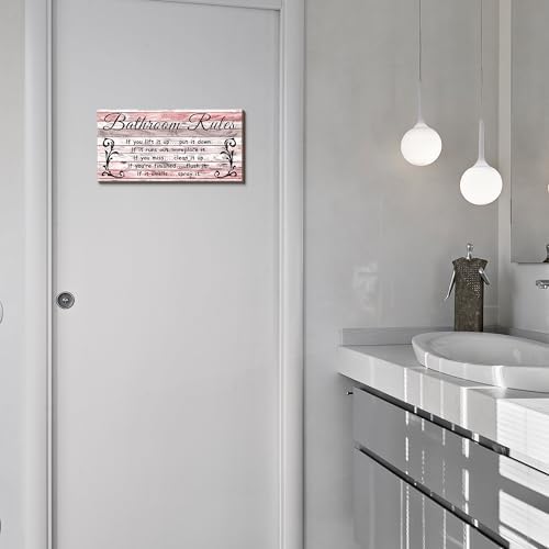 2 Pcs Funny Pink Bathroom Signs Set