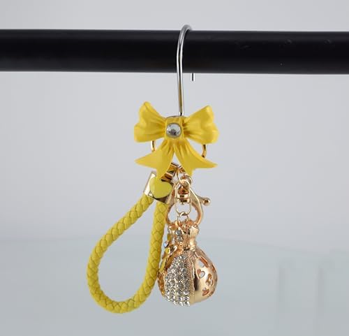 Yellow Decorative Shower Curtain Hooks 12PCS Set with Rhinestone Design
