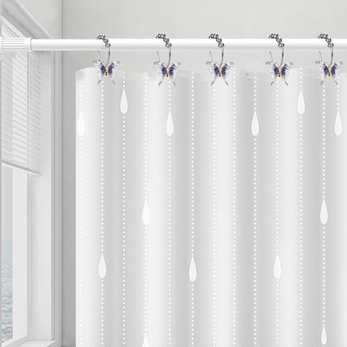 Elerslodia Blue Butterflies Decorative Shower Curtain Hook Set