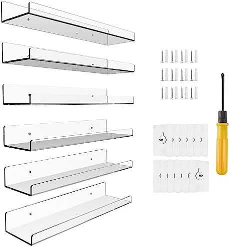 Space-Saving 6-Pack Acrylic Shelves for Your Home