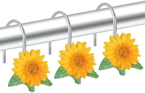 Sunflower Decorative Shower Curtain Hooks 12PCS Stainless Steel