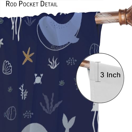Whale Window Curtains for Kids Cartoon Se jellyfish Decor