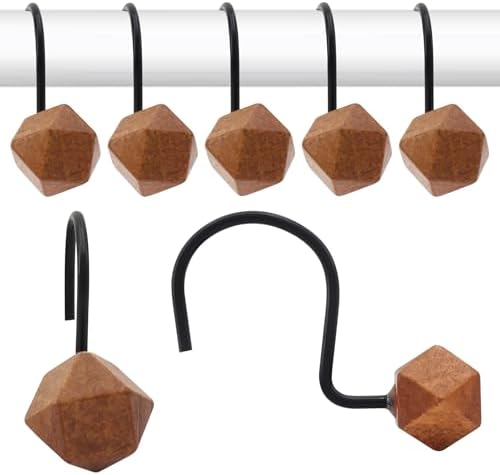 Natural Wood Decorative Shower Curtain Hangers